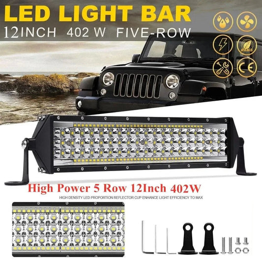 12inch 88LED 402W 5 rows LED Work Light Bar Spotlight Flood 12V 24V Offroad LED Light Bar For Truck Offroad 4X4 4WD Car SUV ATV [CAR]