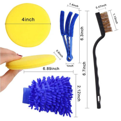 13/15pcs Car Detailing Cleaning Kit Car Washing Brushes Sponges Towels for Car Air Vents Rim Clean Dirt Dust Wash Tools [CAR] [DTL]