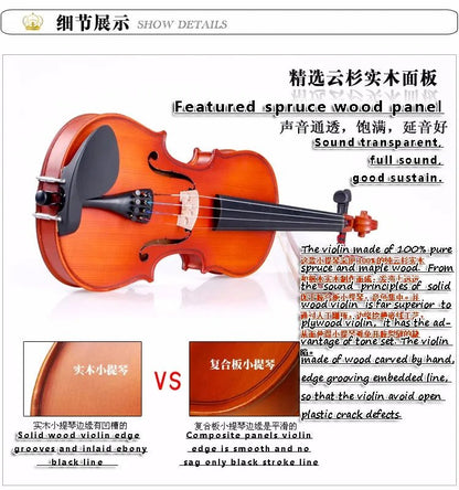 1/32 (for2-3years old) 1/16 (for3-4years old) solid wood violin/student/High quality,mini violin send Case+Bow+Strings+shoulder [SPT]