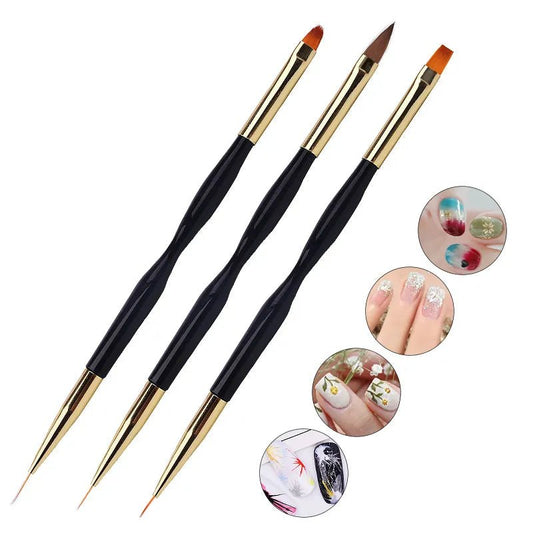 1/3Pcs Acrylic French Stripe Nail Art Liner Brush 3D Tips Manicuring Ultra-thin Line Drawing Pen UV Gel Brushes Painting Tools [BEU]