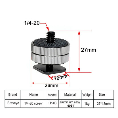 1/4 Double Layer Hot Shoe Photography Equipment Accessories Live Streaming Tripod Accessories Camera Screw Flash Connection Base [PHO]