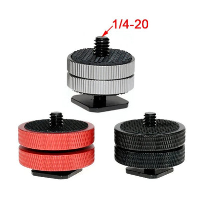 1/4 Double Layer Hot Shoe Photography Equipment Accessories Live Streaming Tripod Accessories Camera Screw Flash Connection Base [PHO]