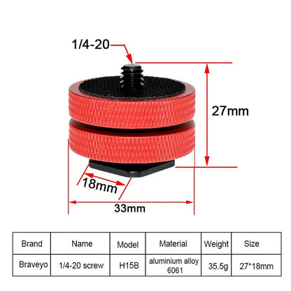 1/4 Double Layer Hot Shoe Photography Equipment Accessories Live Streaming Tripod Accessories Camera Screw Flash Connection Base [PHO]