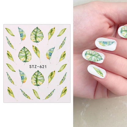 1/4 Pcs Romantic Flower Leaf Series Water Transfer Slider Decals Spring Nail Art Decoration Design Tattoo for Manicure Foil Tips [BEU]