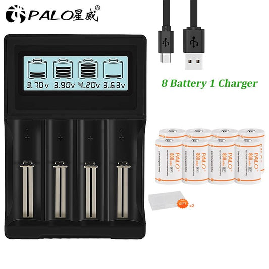 16340 RCR 123 ICR CR123A Battery 800mAh 3.7V 16350 Li-ion Rechargeable Battery+CR123A Battery Charger For Arlo Security Camera [BAT]