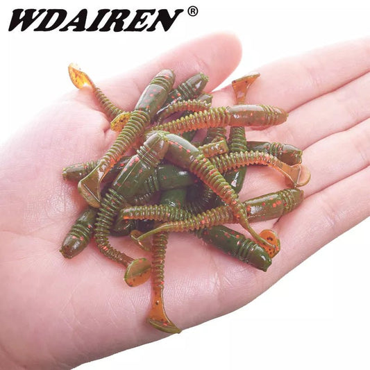 16pcs/Lot Worms Soft Bait Jig Wobblers Fishing Lure 5cm 1g Salt Smell Silicone Artificial Baits Tail Swim Bass Carp Pesca Tackle [SPT]