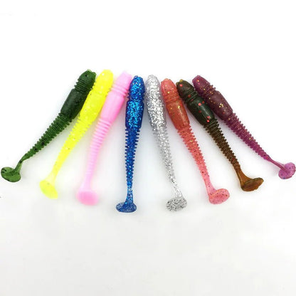 16pcs/Lot Worms Soft Bait Jig Wobblers Fishing Lure 5cm 1g Salt Smell Silicone Artificial Baits Tail Swim Bass Carp Pesca Tackle [SPT]