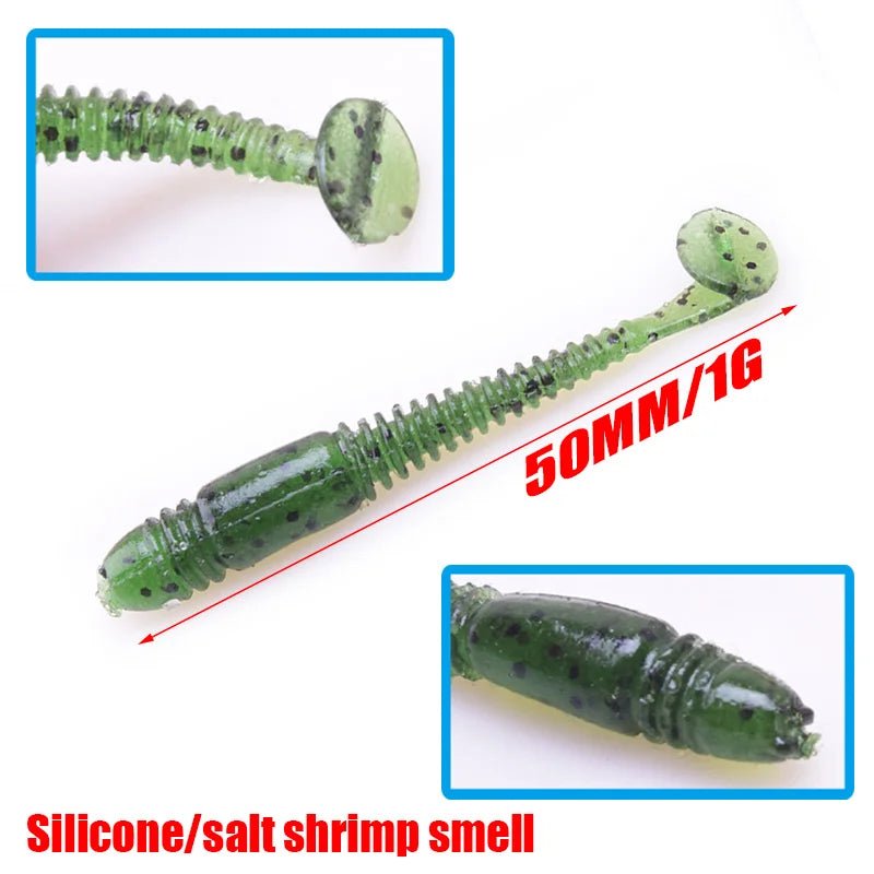 16pcs/Lot Worms Soft Bait Jig Wobblers Fishing Lure 5cm 1g Salt Smell Silicone Artificial Baits Tail Swim Bass Carp Pesca Tackle [SPT]