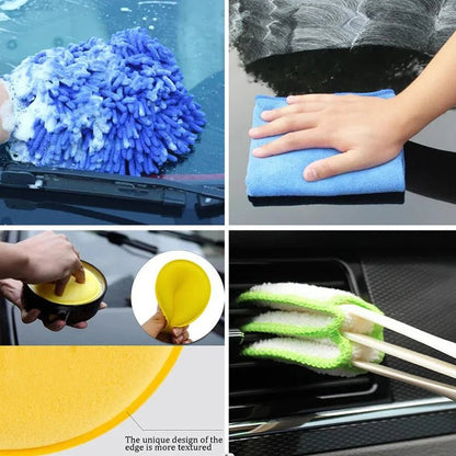 17Pcs Car Detailing Brush Set Car Cleaning Brushes Sponges Towels for Car Air Vents Rim Cleaning Dirt Dust Clean Tools [CAR] [DTL]