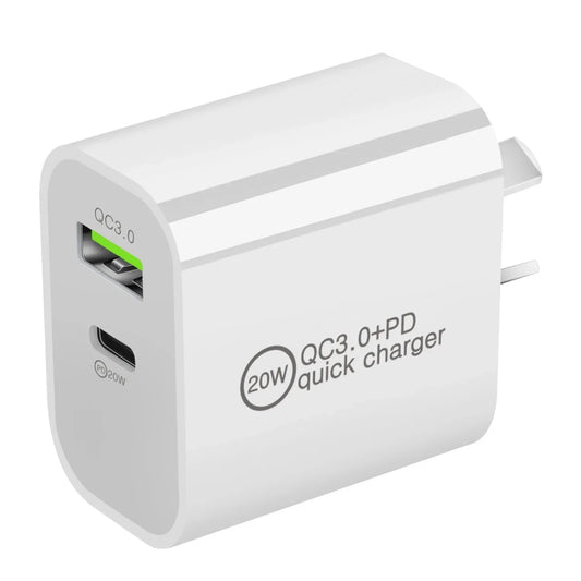 18W PD QC 3.0 Dual USB Charger Quick Charge EU US EU AU Plug for iPhone X 8 Plus Note 9 10 Power Delivery Mobile Phone Adapter [MOB]