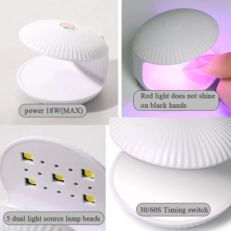 18W Shell Nail Dryer Lamp Mini Single Finger Egg Phototherapy Machine UV Gel Polish Quick Drying Manicure Tools With USB [BEU]