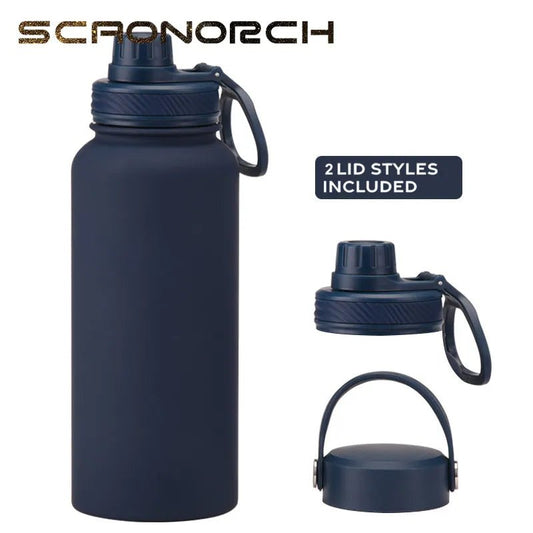 1LStainless Steel Insulated Vacuum Flask Thermal Water Bottle Thermos with Spout Lid  Tumbler Coffee Mug Hot Cold Drinks Cup [MUG]