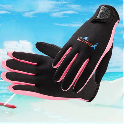 1pair 1.5mm neoprene swimming diving gloves neoprene glove for winter swimming warm anti-slip blue yellow and pink [SPT]