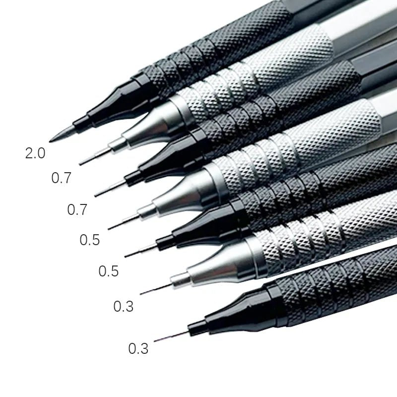 1Pc Mechanical Pencil 0.3/0.5/0.7/2.0mm Low Center of Gravity Metal Drawing Special Pencil Office School Writing Art Supplies [STA]