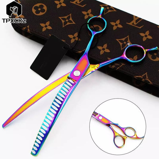 1pcs Pet Downward Curved Thinning Scissors Professional Dog Thinning Shears Dense Shark Hair Cut Cat Grooming Scissors Tools [PET]