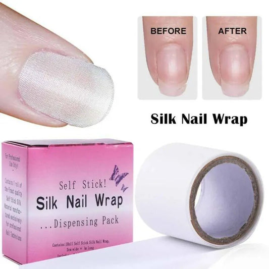 1Roll Nail Repair Fiberglass Silk Wrap Self Adhesive Strong Protect Reinforce Extension White Sticker For Broken Manicure Tool [BEU]