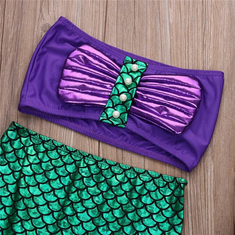 2-7Years Girls Little Princess Ariel Dress The Mermaid Ariel Princess Cosplay Costume Mermaid Dress For Girls Bikini Swimsuits [COS]