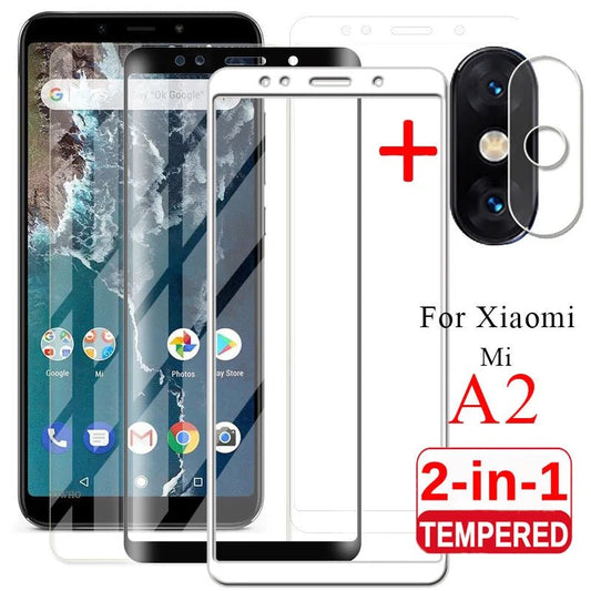 2 In 1 Camera Tempered Glass for Xiaomi Mi A2 Screen Protector Xiao Mi A 2 Lens Film Protective Xiomi MiA2 6x Set M1804D2SG I [MOB]