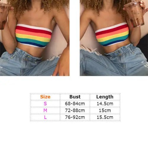 2018 New Women Rainbow Seamless Bandeau Crop Tube Top Strapless Wrap Bustier Bra [GRM] [UND]