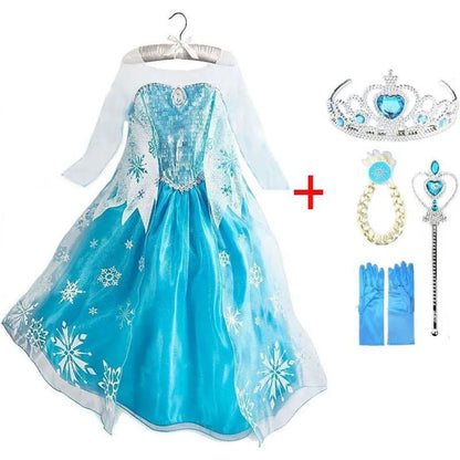 2024 New Elsa Dress Girls Summer Dress Princess Cosplay Costume Dresses For Kids Christmas Birthday Fancy Party Vestidos Menina [COS]