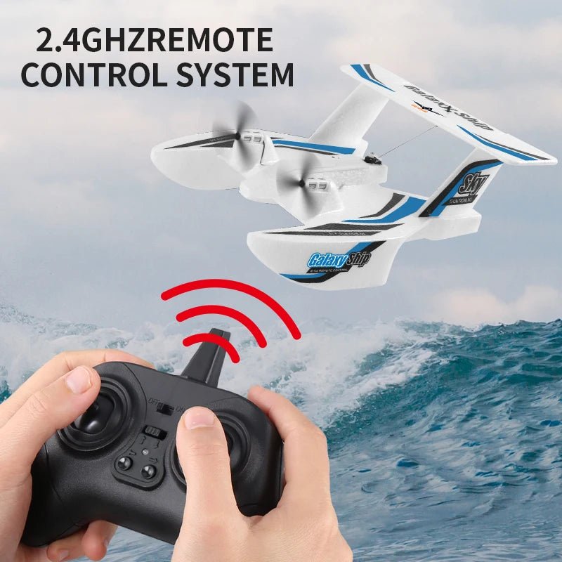 2.4G RC Plane Radio Remote Control Airplane RC Toys for Kids Blue Red EPP Foam Glider Gliding In water and Sky [TOYS]