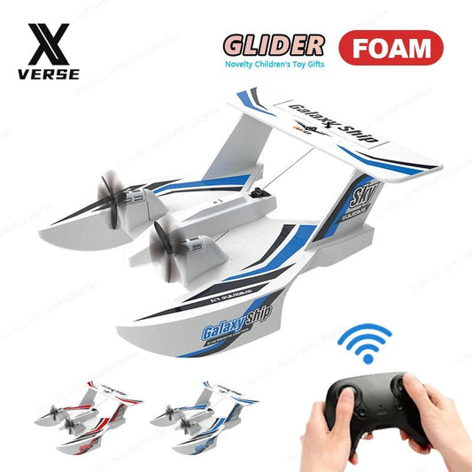 2.4G RC Plane Radio Remote Control Airplane RC Toys for Kids Blue Red EPP Foam Glider Gliding In water and Sky [TOYS]