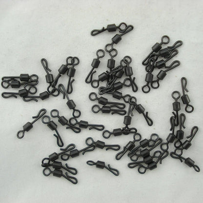 25/50/100pcs Large Long Body Q-Shaped Black Quick Change Swivels for Carp Fishing Accessories 4# Fishing Terminal Tackle [SPT]