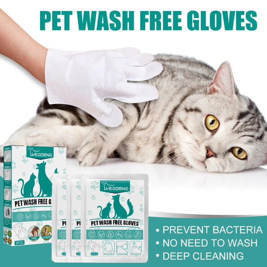 2/6pcs Pet Disposable Cleaning Gloves Wash Free Cats Dogs SPA Bath Supplies Massage Non Woven Fabric No Rinse Eye Wipe Gloves [PET]