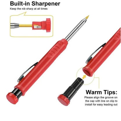 2.8mm Solid Carpenter Mechanical Pencil with Sharpener for Woodworking Construction Long Head Carpenter Pencil Stationery Supply [STA]