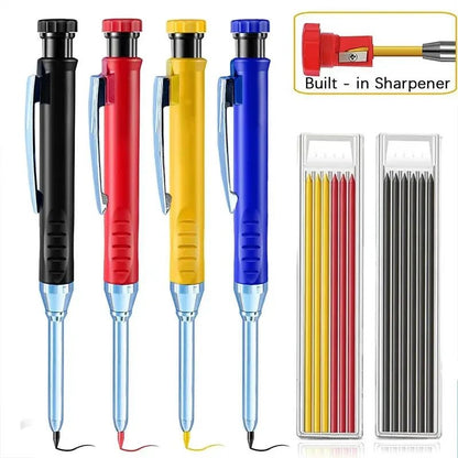 2.8mm Solid Carpenter Mechanical Pencil with Sharpener for Woodworking Construction Long Head Carpenter Pencil Stationery Supply [STA]