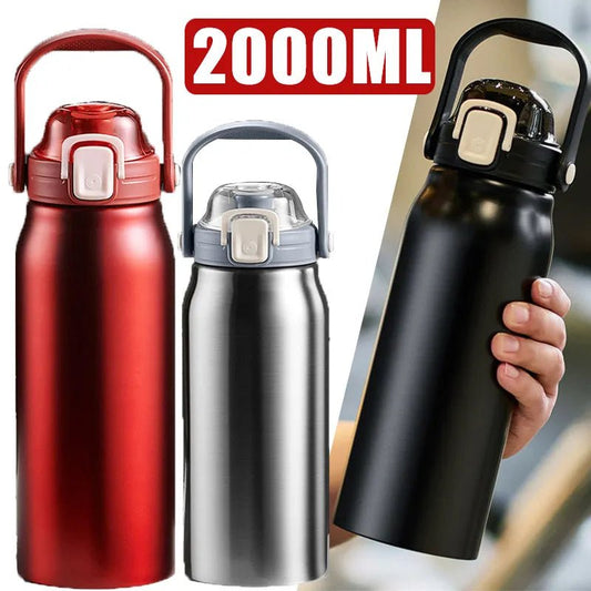 2L Tumbler Thermo Bottle Large Capacity With Straw Stainless Steel Thermal Water Bottle Cold and Hot Thermo Cup Vacuum Flask Gym [MUG]