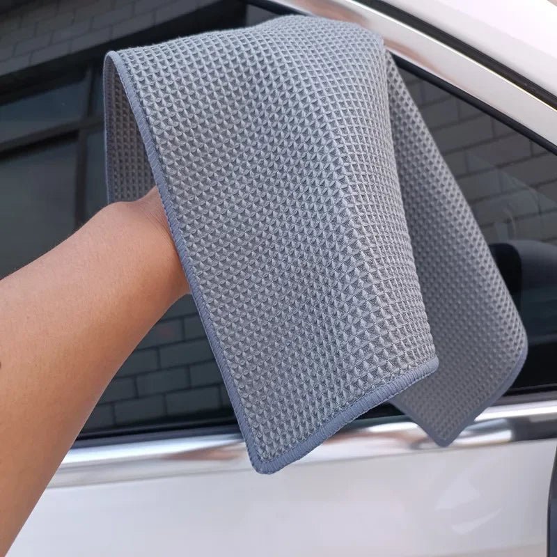 2PC Car Wash Towel Glass Cleaning Water Drying Microfiber Window Clean Wipe Auto Detailing Waffle Weave for Kitchen Bath 40*40cm [CAR] [DTL]