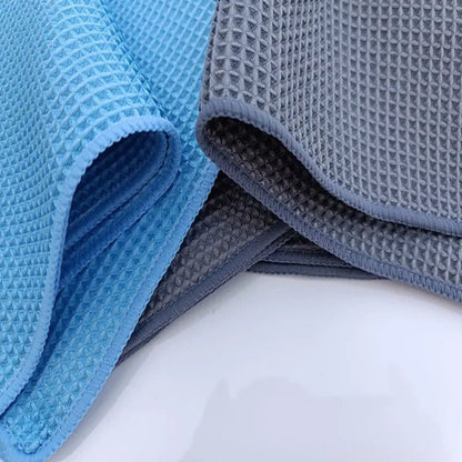 2PC Car Wash Towel Glass Cleaning Water Drying Microfiber Window Clean Wipe Auto Detailing Waffle Weave for Kitchen Bath 40*40cm [CAR] [DTL]