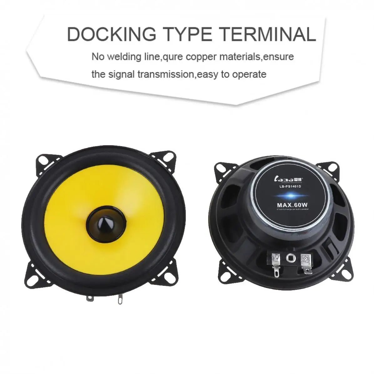 2pcs 2 Way 4 Inch 60W Full Range Frequency Car Audio Stereo Speaker, 2x60W Full Range Car Audio Stereo Speaker [CAR]