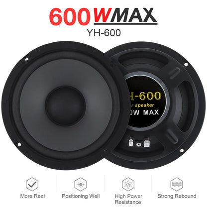 2pcs 6.5 Inch Subwoofer Car Speakers 2-Way 600W Auto Door Audio Music Stereo Full Range Frequency Automotive Speakers [CAR]