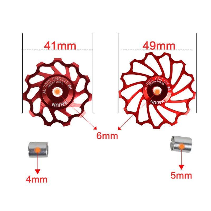 2pcs Road Bike Ceramic Pulley  7005 Aluminum Alloy Rear Derailleur 11T 13T Guide MTB Ceramic Bearing Jockey Wheel [SPT]