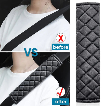 2Pcs Universal Car Seat Belt Cover Adjustable Soft Plush Strap Car Seat Belt Shoulder Pads Auto Accessories [CAR]