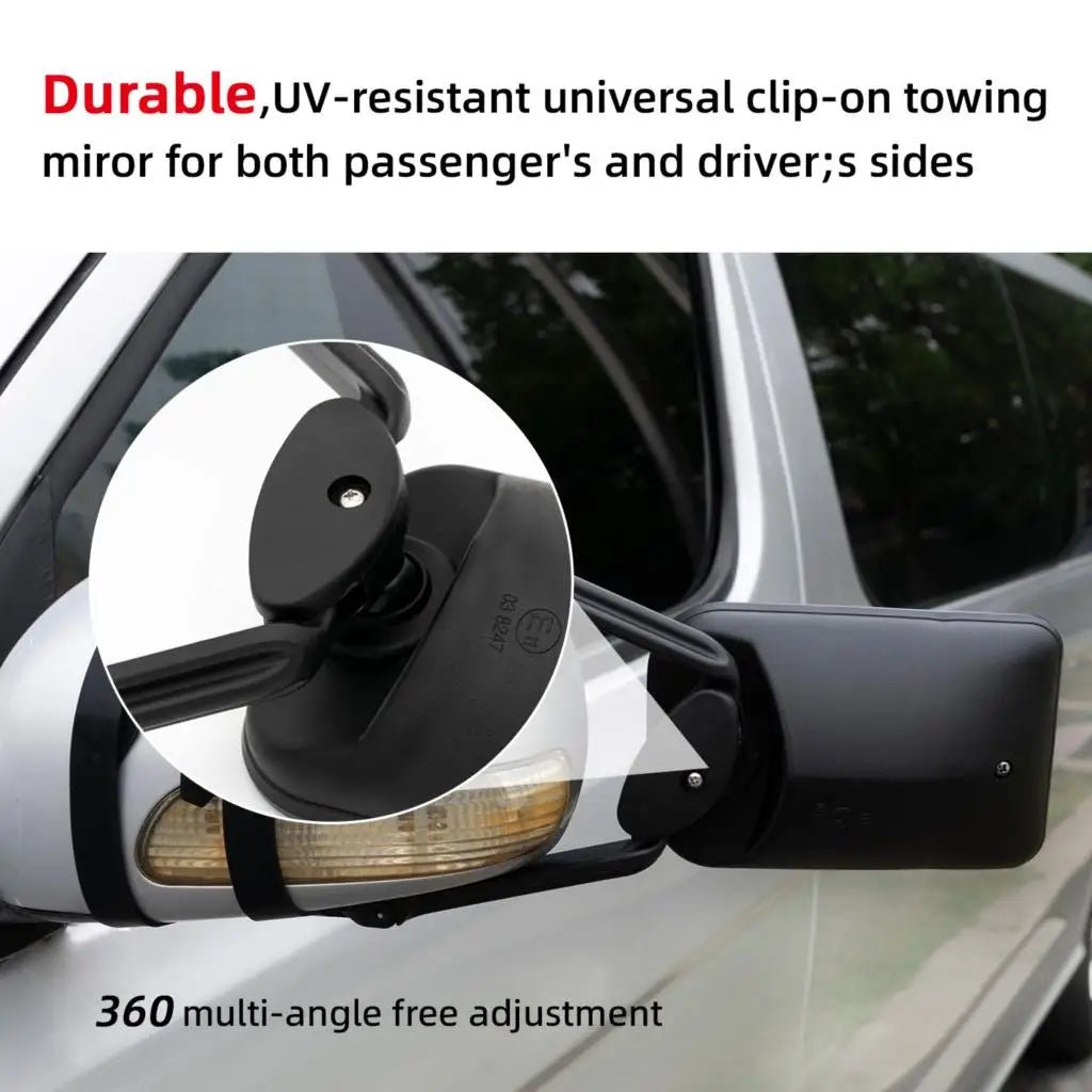 2PCS Universal Caravan Trailer Car Towing Mirror Adjustable Tow Mirror Extension Strap Rear View Side Spot Blind Convex Truck [CAR]