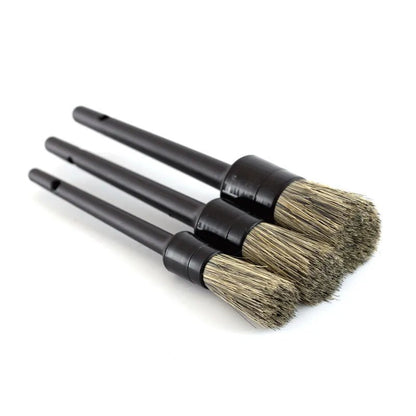 3 Pcs Natural Boar Hair Car Detailing Brush Set Soft Bristle Car Cleaning Brush Kits Atuo Tire wheel Wash Exterior Accessories [CAR] [DTL]