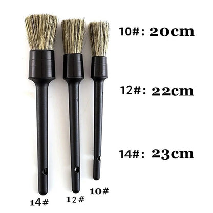 3 Pcs Natural Boar Hair Car Detailing Brush Set Soft Bristle Car Cleaning Brush Kits Atuo Tire wheel Wash Exterior Accessories [CAR] [DTL]