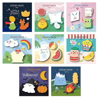 30 Pcs Kawaii Hallowmas Sticky Notes Cute Stationary Cartoon Series Self-Stick Note Pads Fun Office Supplies Sticky Note Set [STA]