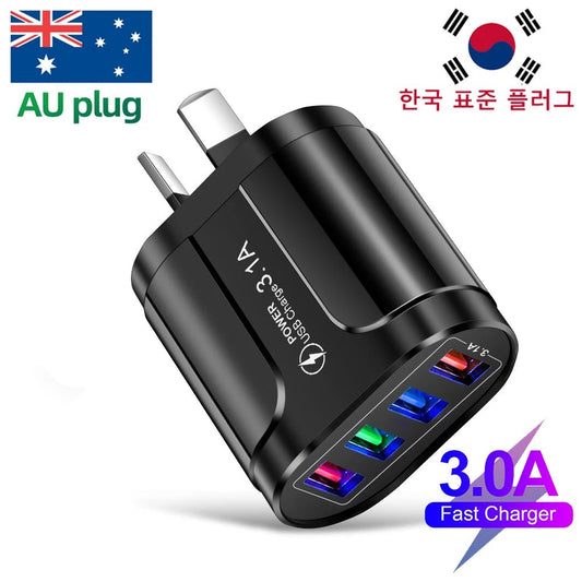 3.1A AU Plug USB Fast Charger for Australian NewZealand Argentina Korean Quick Charger QC3.0 Mobile Phone Charger Wall Charger [MOB]