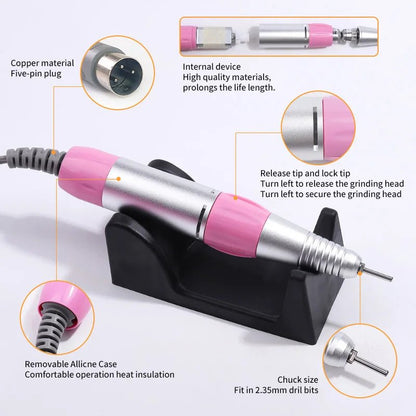 35000rpm Professional Nail Drill Machine Mill for Manicure Nails Lathe Gel Drills Polisher Milling Cutter Electric File Sander [BEU]