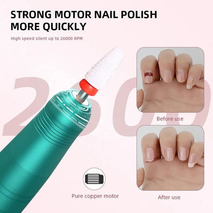 35000RPM Wireless Nail Drill Pen USB Nail File Polishing Pen Rechargeable Nail Drill Machine Portable Manicure Drill Salon Tool [BEU]