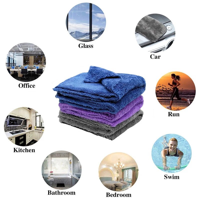 3/5/10pcs Car Wash Microfiber Towel Cleaning Drying Car Polishing Cloth Soft Edgeless Car Detailing Waxing Towel 40X40CM 350GSM [CAR] [DTL]