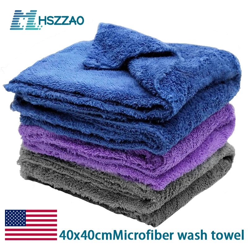 3/5/10pcs Car Wash Microfiber Towel Cleaning Drying Car Polishing Cloth Soft Edgeless Car Detailing Waxing Towel 40X40CM 350GSM [CAR] [DTL]