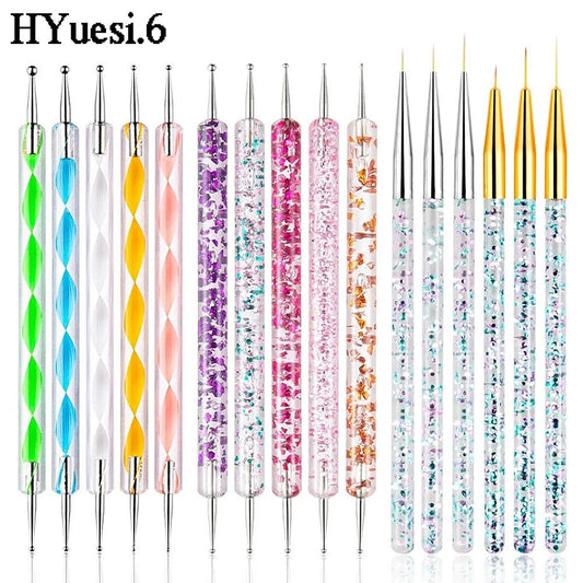 3/5pcs Professional Nail Art Brushes Set Long Thin French Liner Striping Dotting Painting Pen DIY Manicure Tools [BEU]