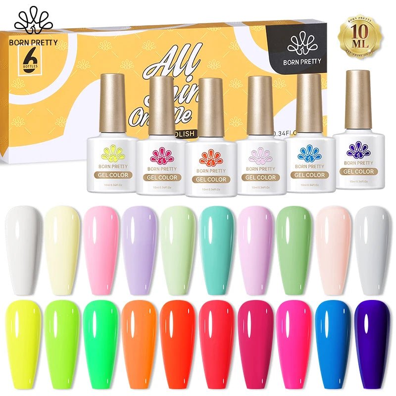 3/6PCS Gel Nail Polish Set Macaroon Color Gel Semi Permanent UV Led Varnish Nail Art Design Soak Off Nail Gel Set [BEU]