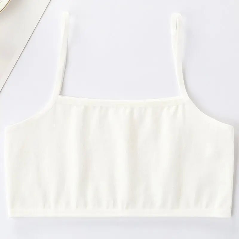 3PC Girls Bra Underwear Lingerie Kids Teens Teenage Young Adolescente 8-12Years Student Cotton Double Deck Solid Color [GRM] [UND]