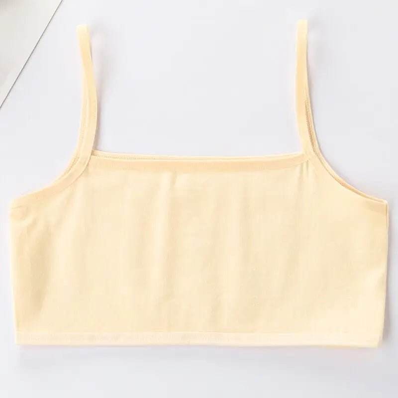 3PC Girls Bra Underwear Lingerie Kids Teens Teenage Young Adolescente 8-12Years Student Cotton Double Deck Solid Color [GRM] [UND]